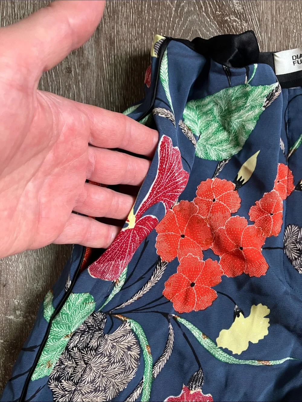 Diane Von Furstenberg Navy Floral Wide-Leg Pants